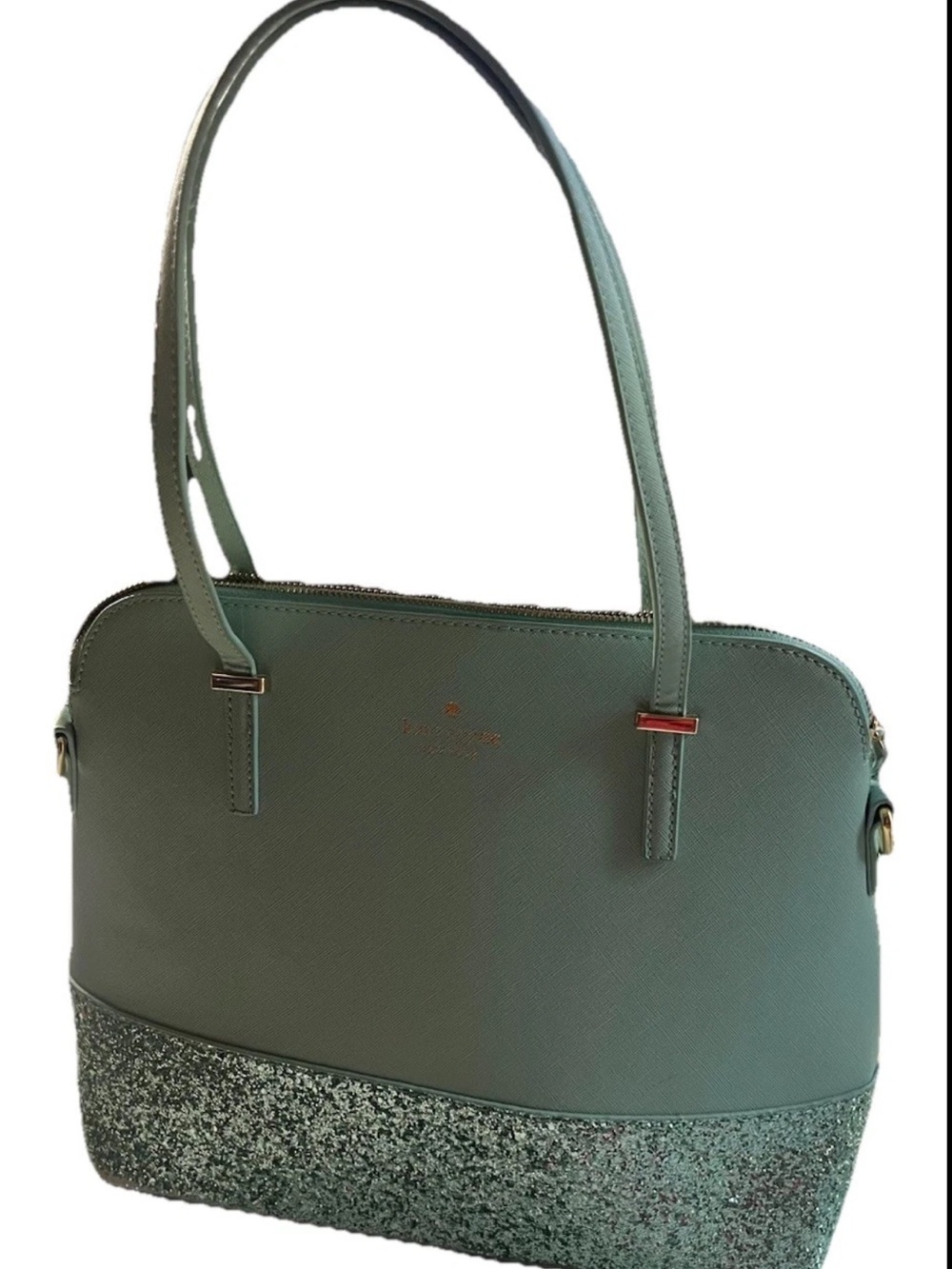 kate spade New York turquoise glitter base double strap leather Bag